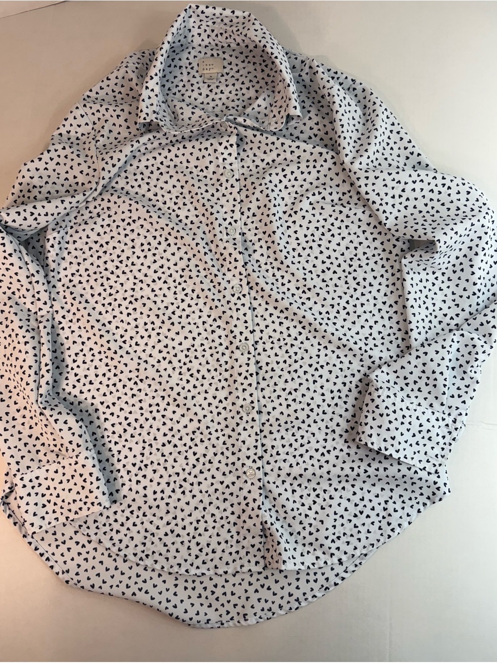 a new day White Shirt with Black Heart Print